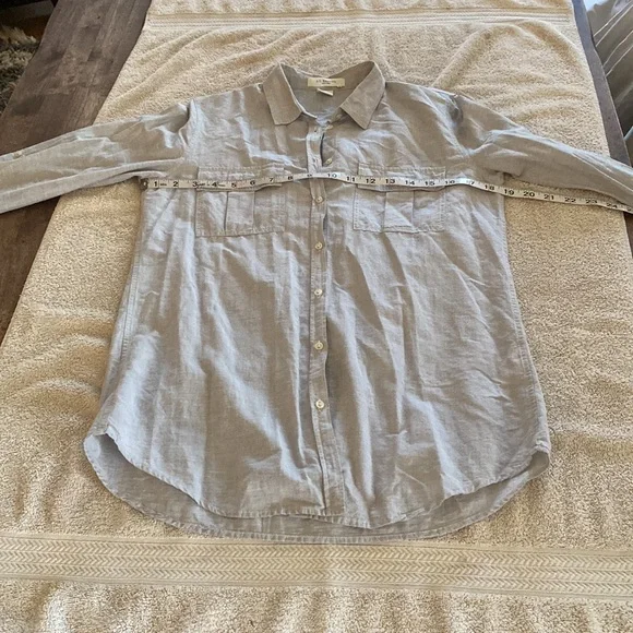 BD Baggies linen blend Italian luxury brand light grey button down blouse - Picture 11 of 14